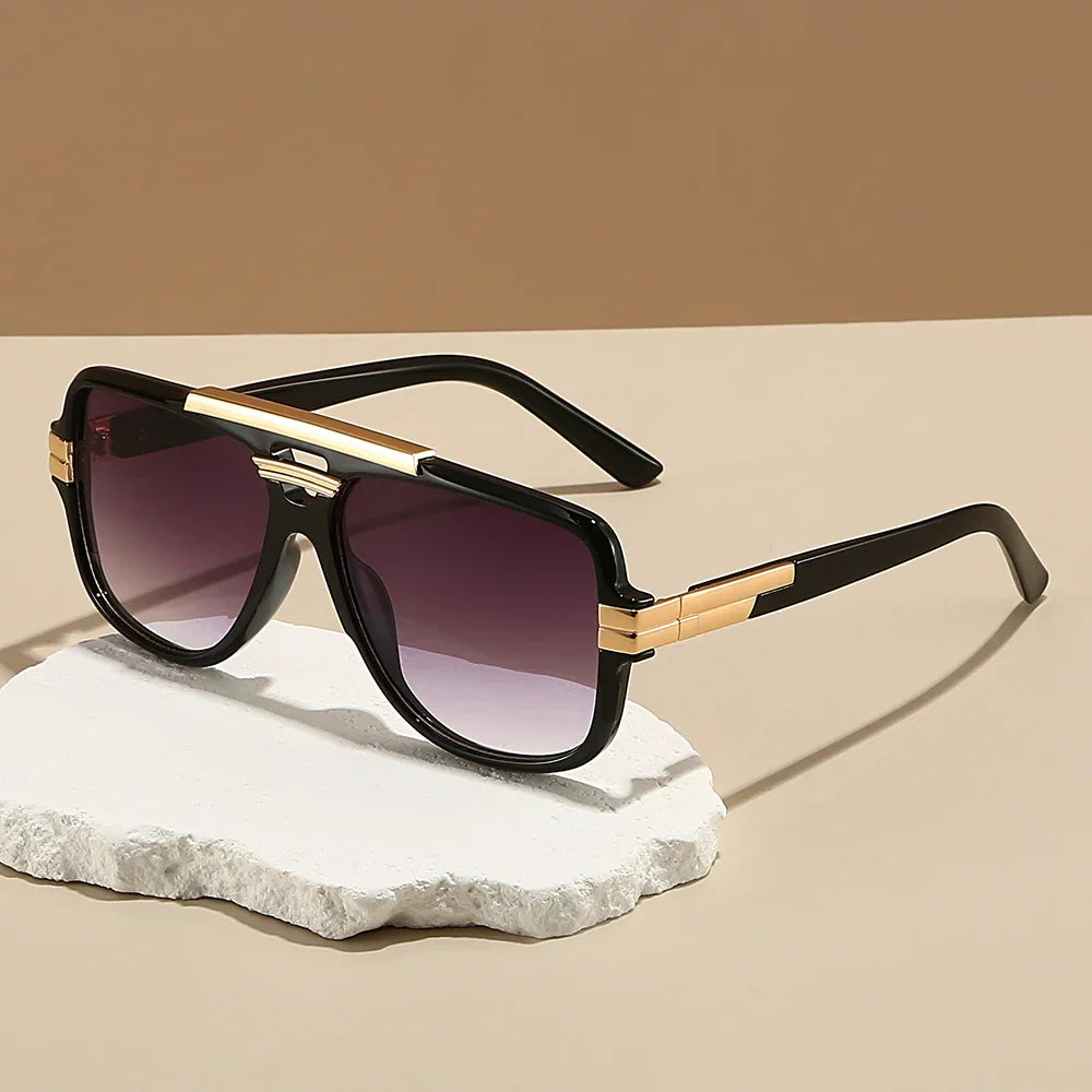 Oversized Double-Bridge Pilot Sunglasses for Everyday UV Protection