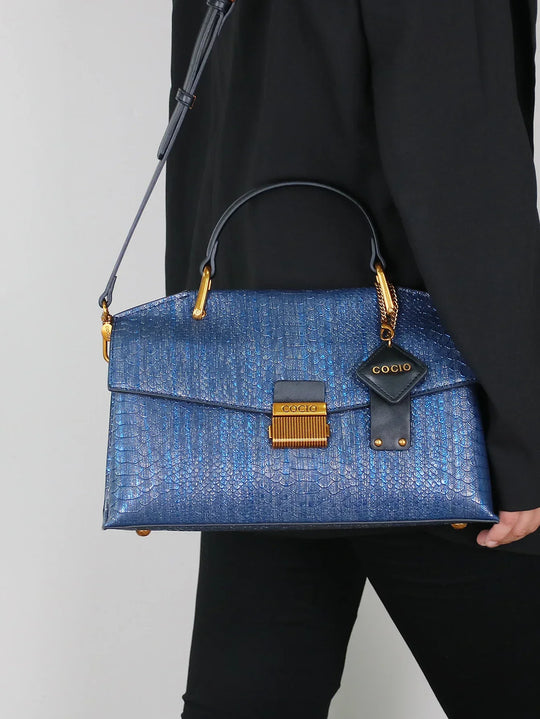 Luxe Snake-Print Leather Shoulder Bag for Work and Everyday Style