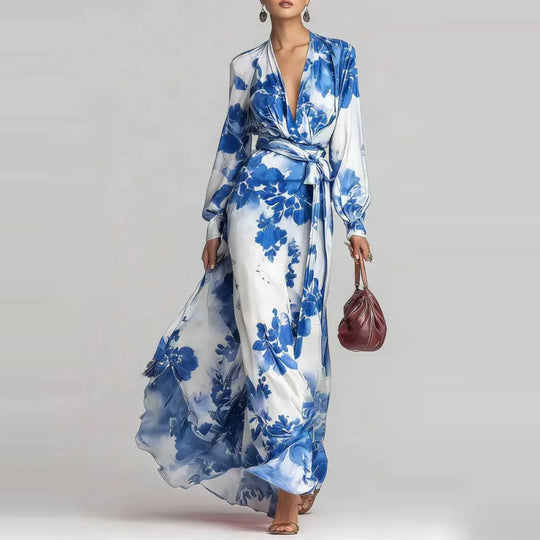 Bohemian Deep V-Neck Maxi Dress for Vacation and Summer Days