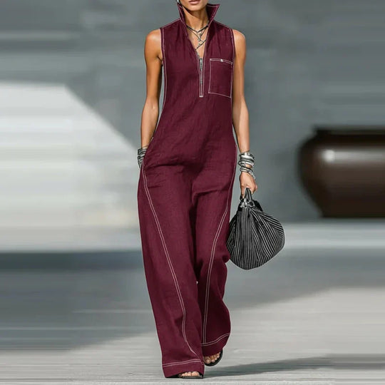 Sleeveless Wide Leg Utility Jumpsuit for Everyday Wear
