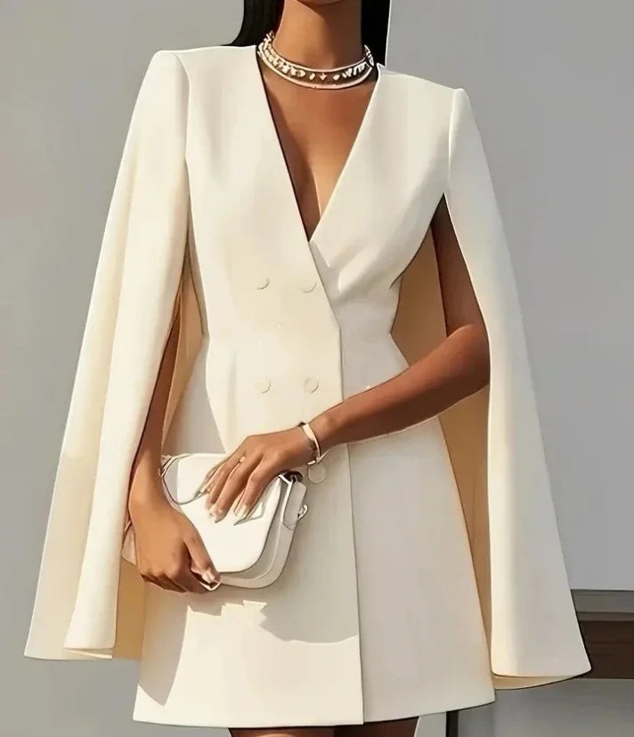 Sophisticated Cape Sleeve Blazer Mini Dress for Work