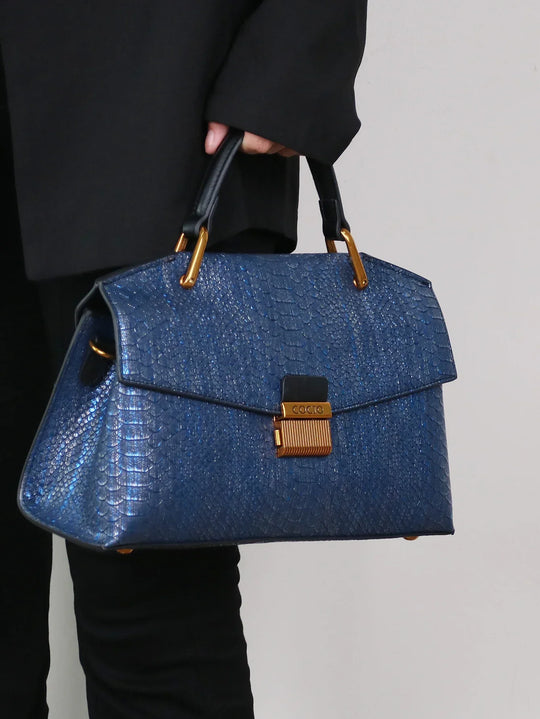 Luxe Snake-Print Leather Shoulder Bag for Work and Everyday Style