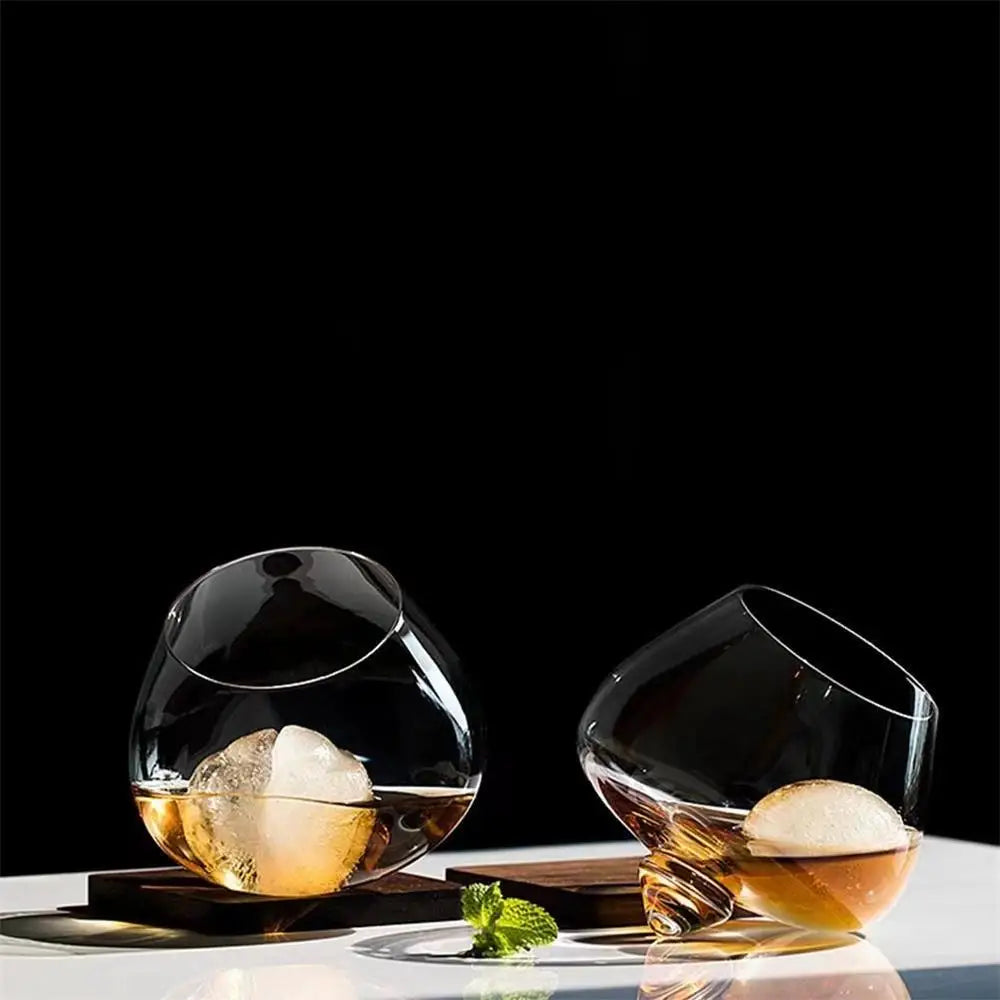 Tilted Crystal Whiskey and Wine Glass Cocktail Drinking Cup