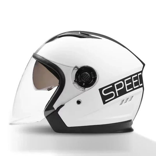 Retro Open Face Motorcycle Helmet with Dual Lens Visor for Scooter and Commuting