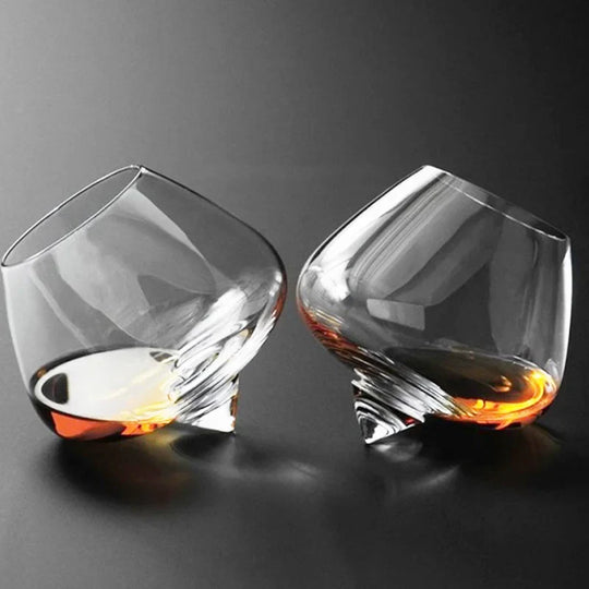 Tilted Crystal Whiskey and Wine Glass Cocktail Drinking Cup