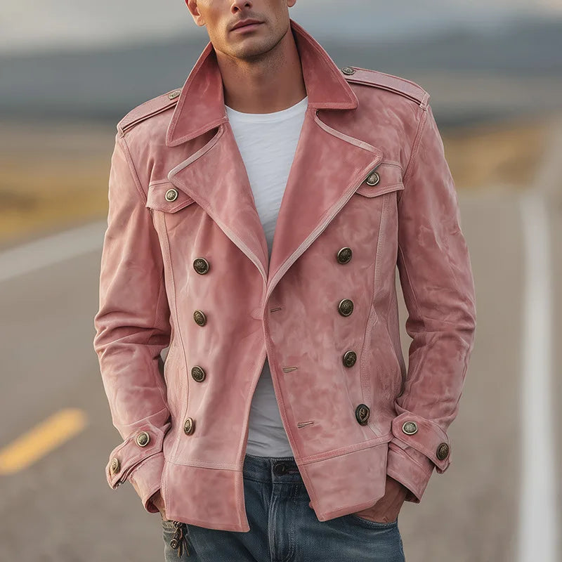 Double Breasted Suede Jacket for Men