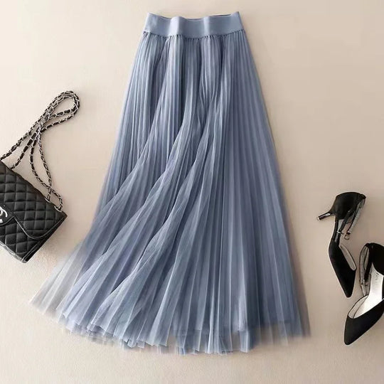 Pleated Mesh Midi Skirt for Everyday Elegance