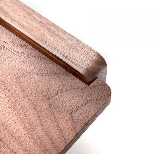 Walnut Wood and Brass Toilet Roll Holder with Shelf for Bathroom