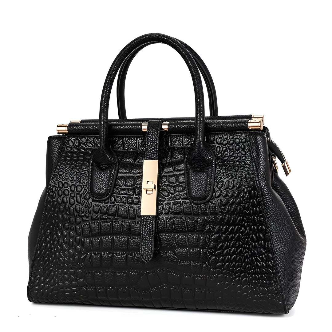 Elegant Alligator-Texture Leather Tote Bag for Work and Travel