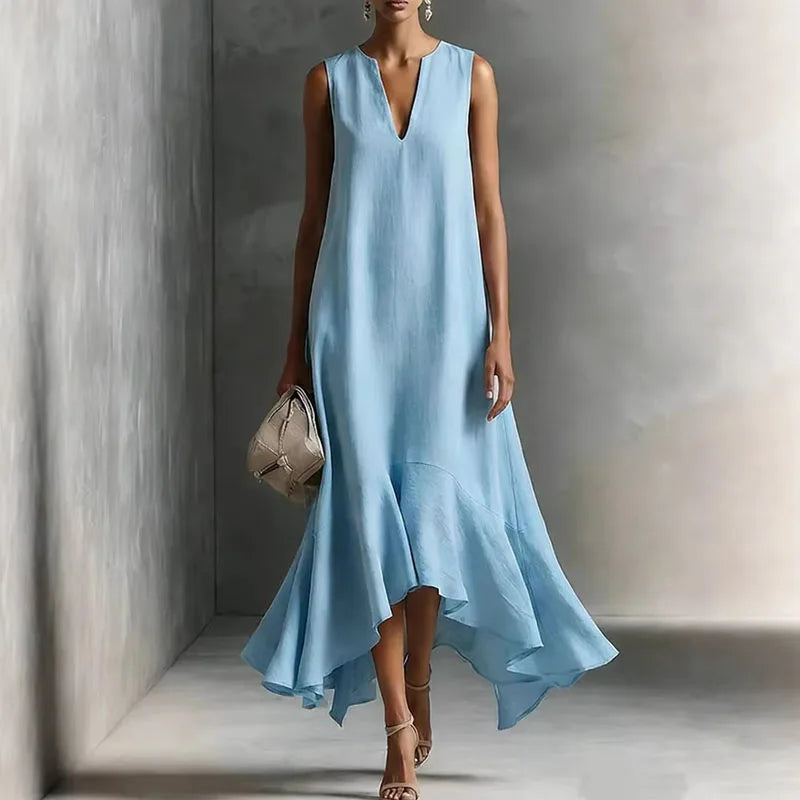 Bohemian V Neck Flowy Maxi Sundress for Summer Vacations