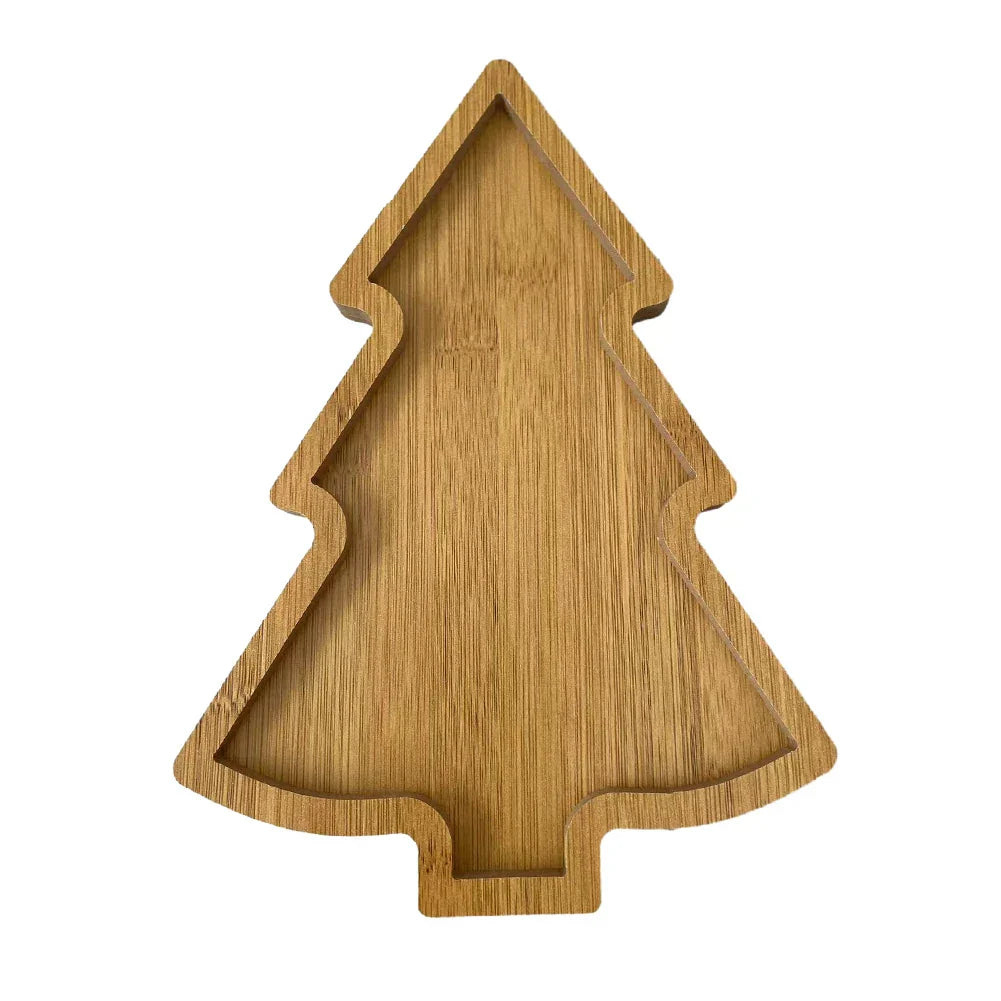 Wooden Christmas Tree Serving Board for Festive Snacks and Appetizers