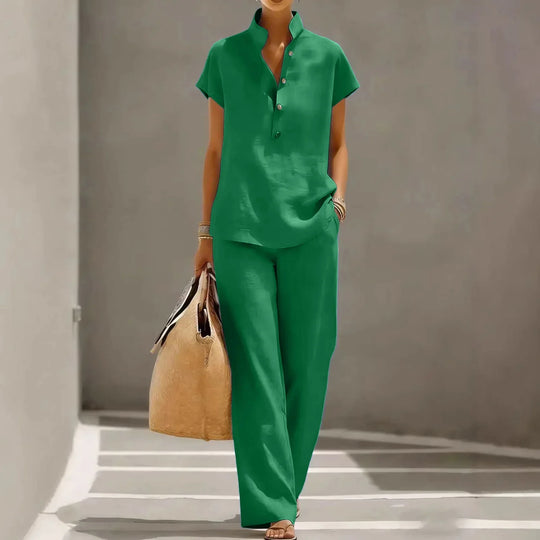 Breathable Linen Two Piece Set for Summer Days