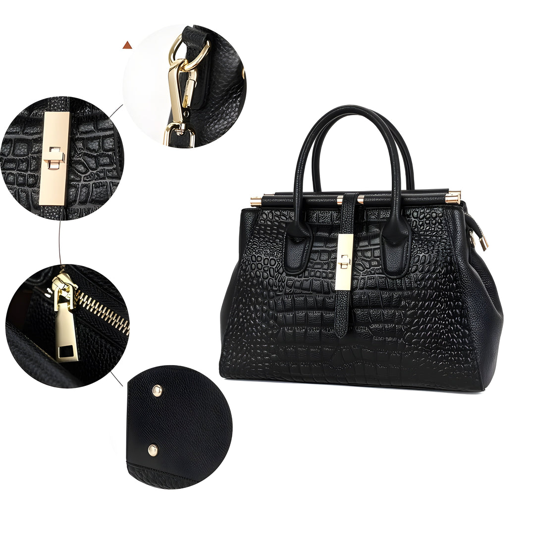 Elegant Alligator-Texture Leather Tote Bag for Work and Travel