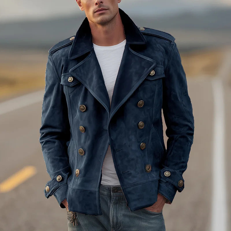Double Breasted Suede Jacket for Men