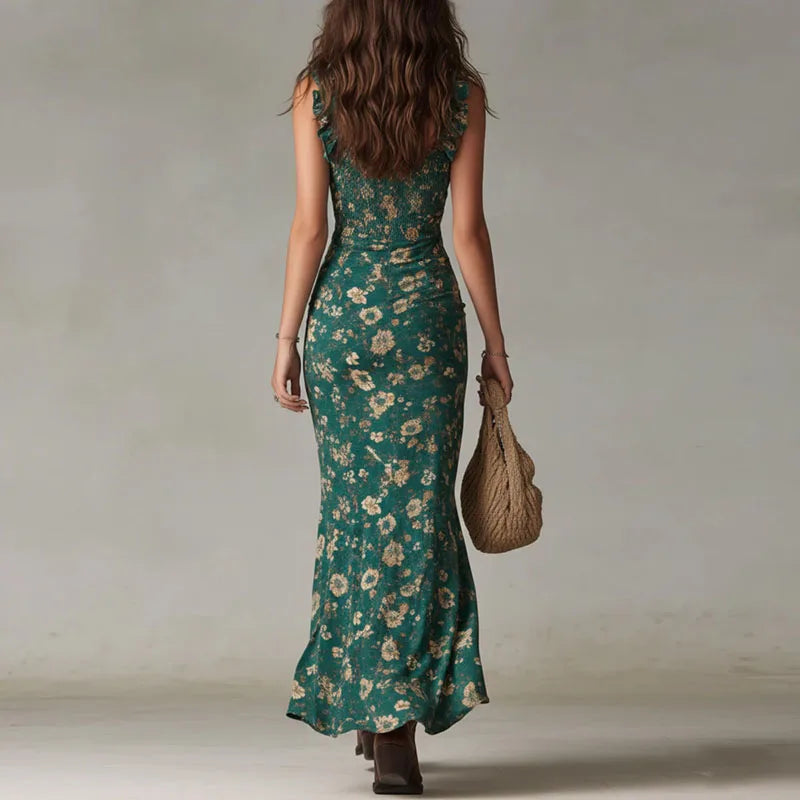 Flowy Floral High Slit Maxi Dress for Summer Parties