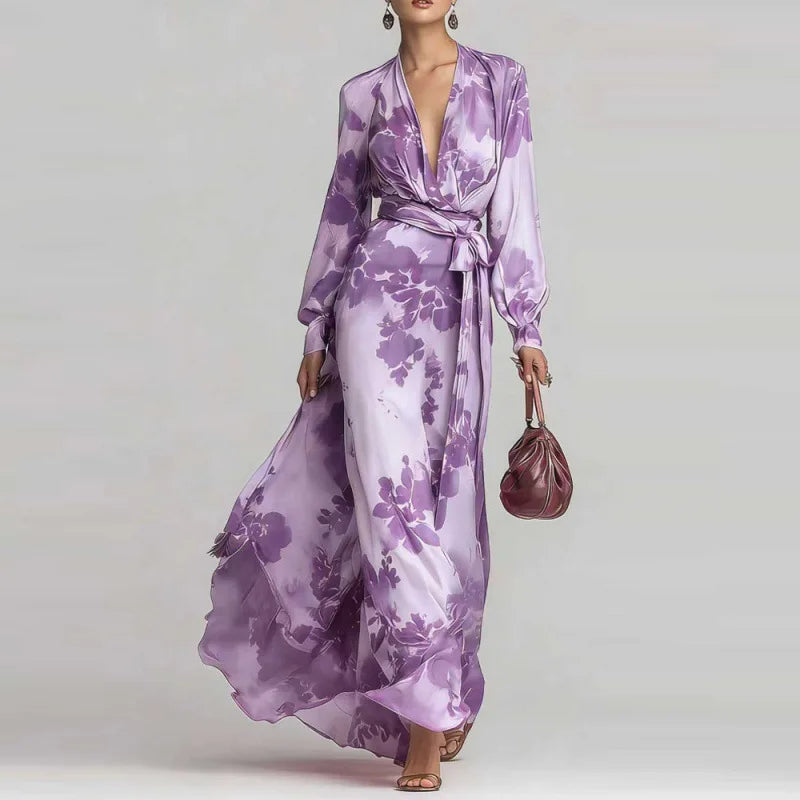Bohemian Deep V-Neck Maxi Dress for Vacation and Summer Days