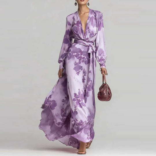 Bohemian Deep V-Neck Maxi Dress for Vacation and Summer Days