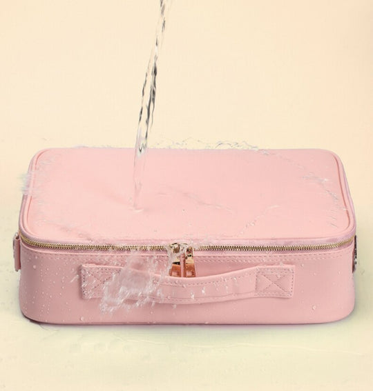 Portable Travel Makeup Case with LED Light and Mirror for Cosmetics