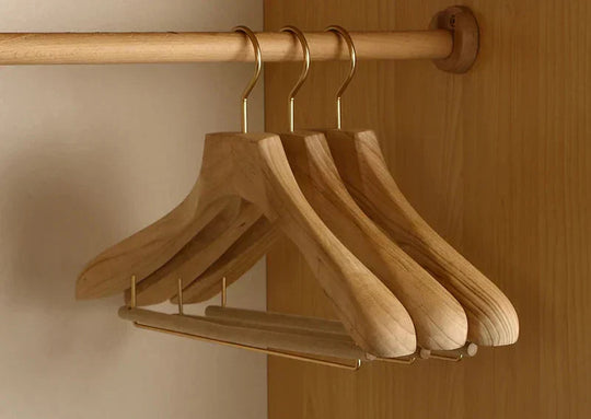 Camphor wood hangers in closet