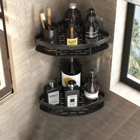 Drill-Free Adhesive Bathroom Shelf for Shower and Vanity Storage