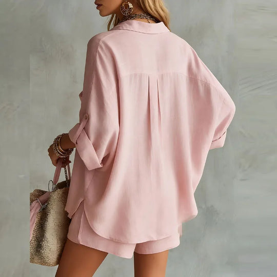 Breezy Linen Shirt and Shorts Matching Set for Summer