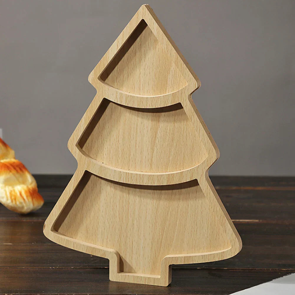 Wooden Christmas Tree Serving Board for Festive Snacks and Appetizers