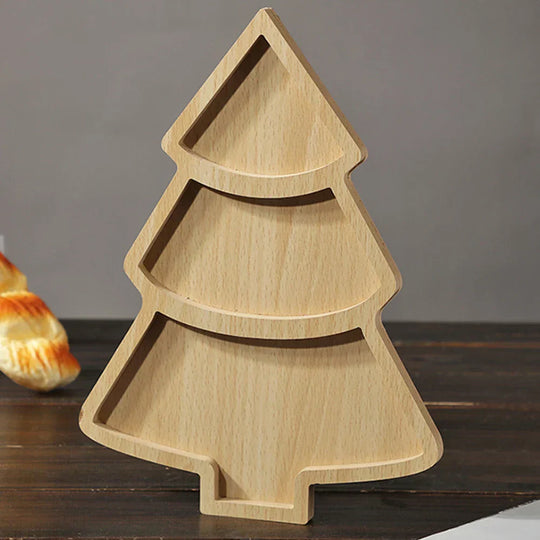 Wooden Christmas Tree Serving Board for Festive Snacks and Appetizers