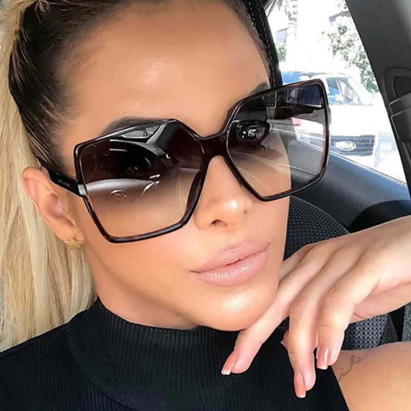 Oversized Gradient Square Sunglasses with UV400 Protection for Women