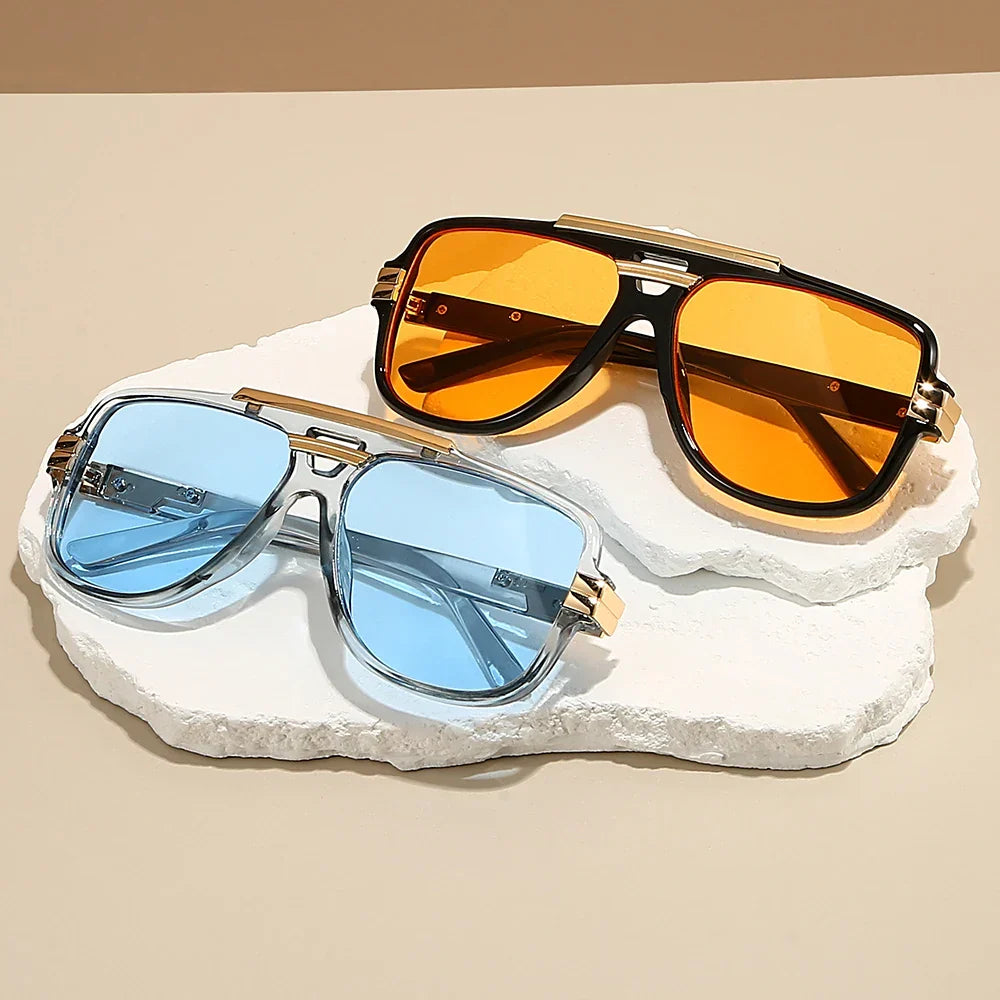 Oversized Double-Bridge Pilot Sunglasses for Everyday UV Protection