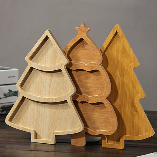 Wooden Christmas Tree Serving Board for Festive Snacks and Appetizers