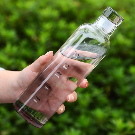 Time Scale Heat-Resistant Glass Water Bottle for Daily Hydration