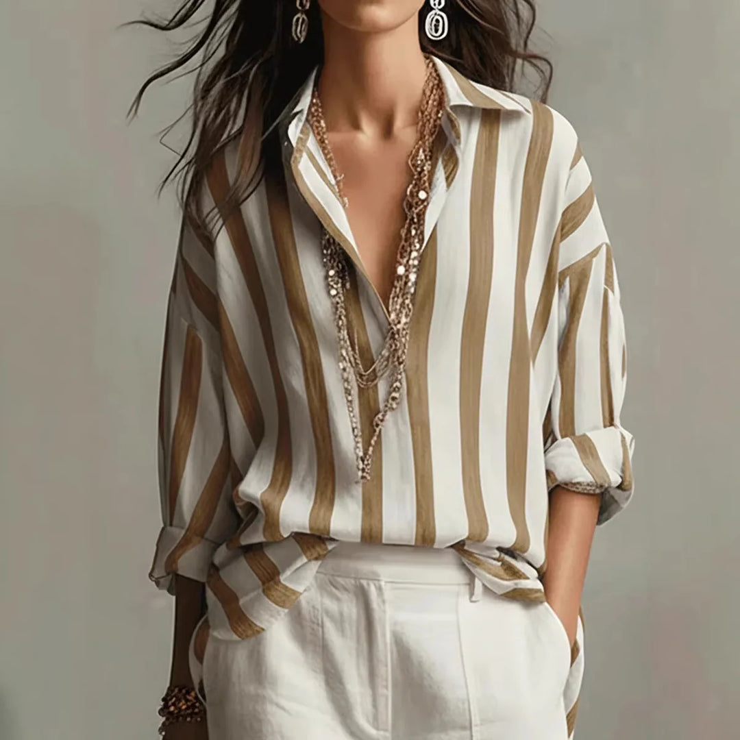 Breezy Striped Linen Button Up Shirt for Casual Summer Days