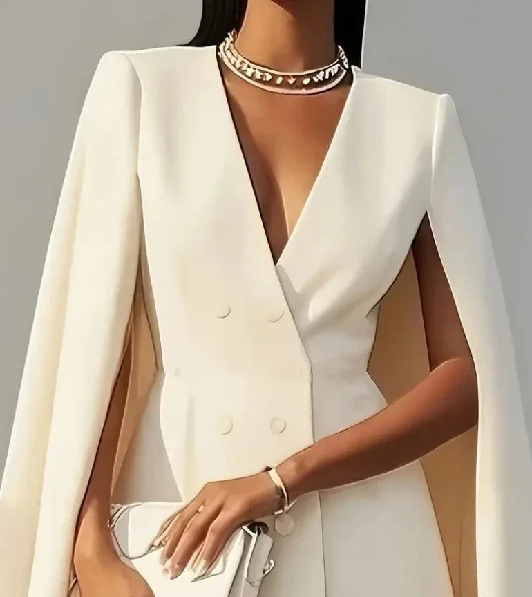 Sophisticated Cape Sleeve Blazer Mini Dress for Work