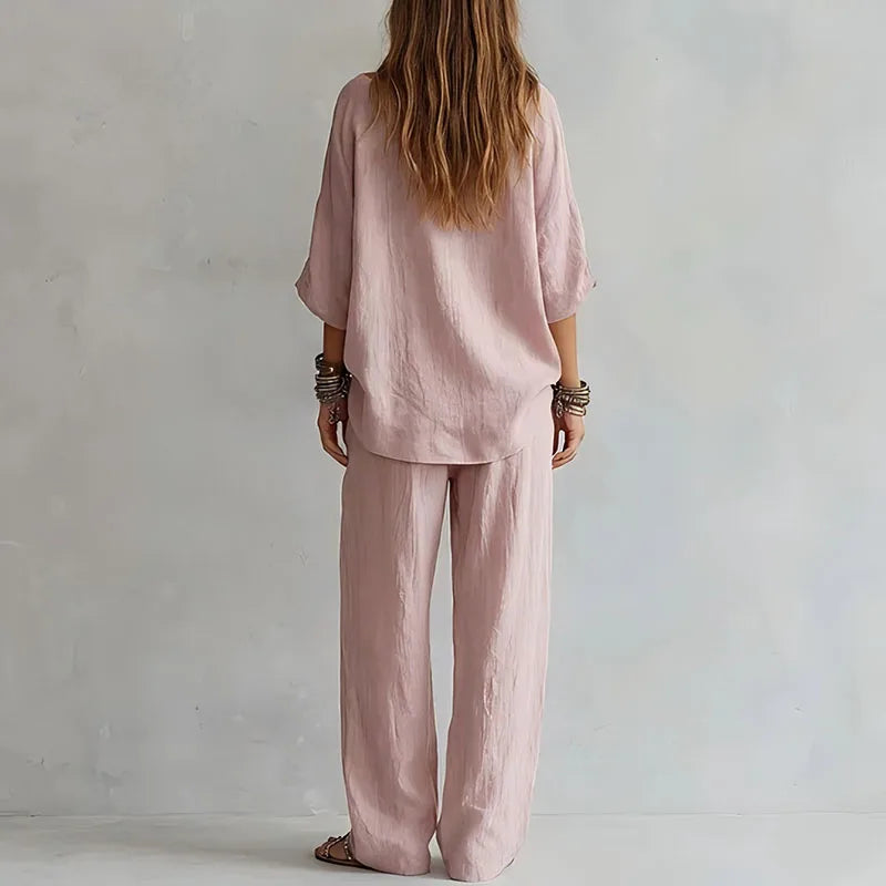 Off Shoulder Top and Wide Leg Trouser Two Piece Set for Elegant Occasions