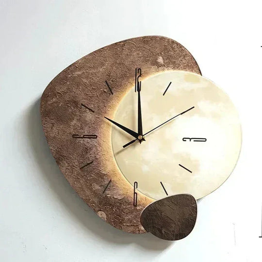 Modern Luminous Moon Wall Clock with LED Glow for Living Room