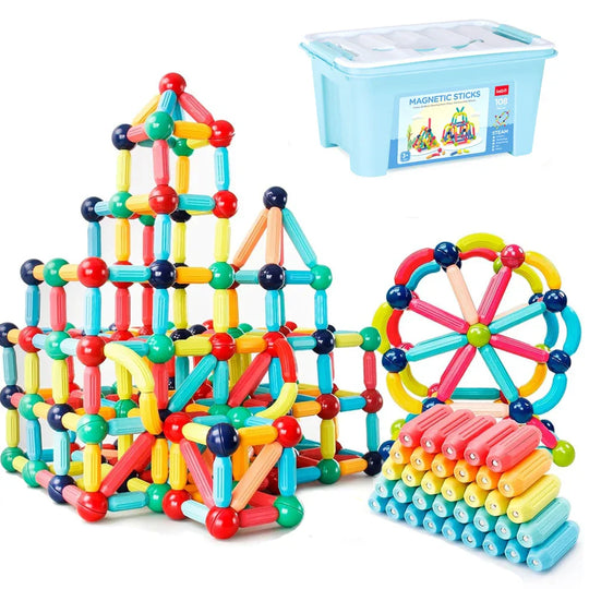 Colorful magnetic building sticks and balls set