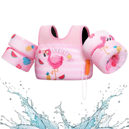 Pink flamingo kids swim vest