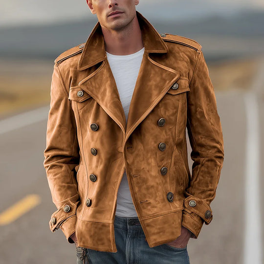 Double Breasted Suede Jacket for Men