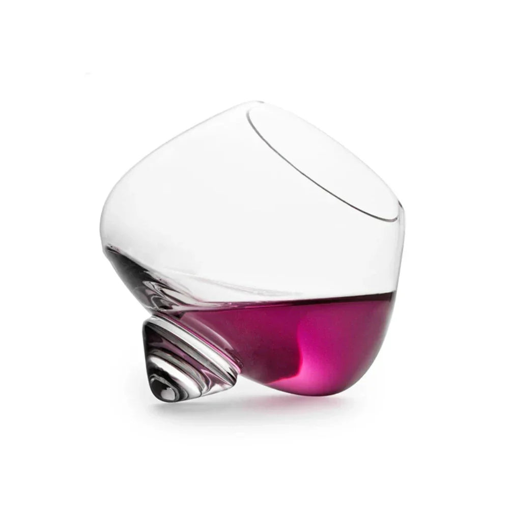 Tilted Crystal Whiskey and Wine Glass Cocktail Drinking Cup