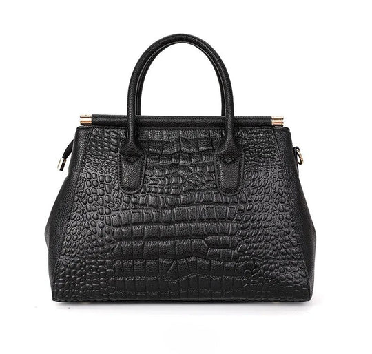Elegant Alligator-Texture Leather Tote Bag for Work and Travel