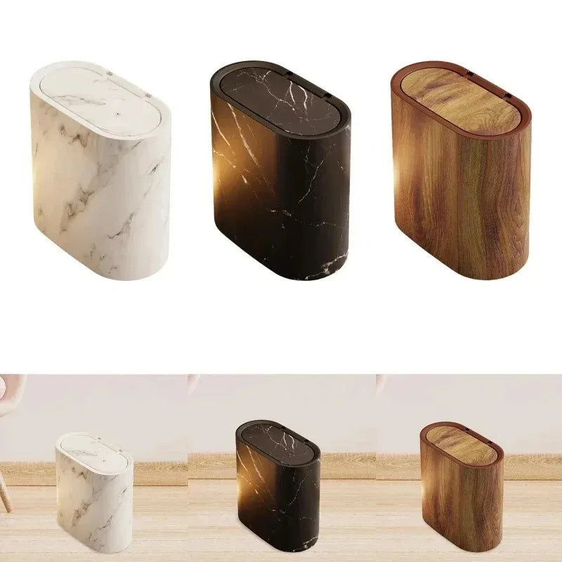 Trash can in three colours