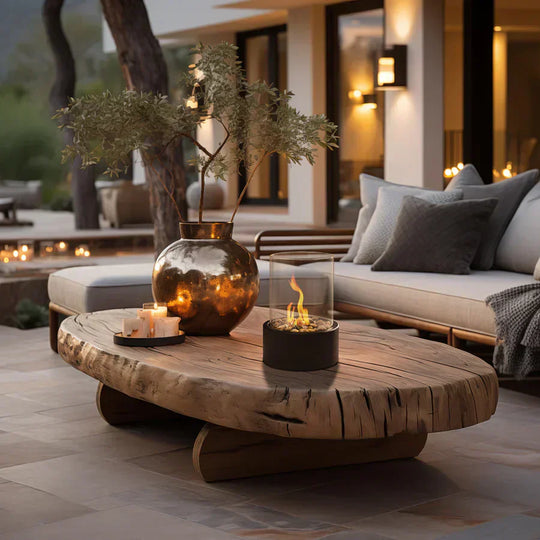 Fireplace patio evening