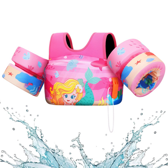Pink mermaid kids swim vest