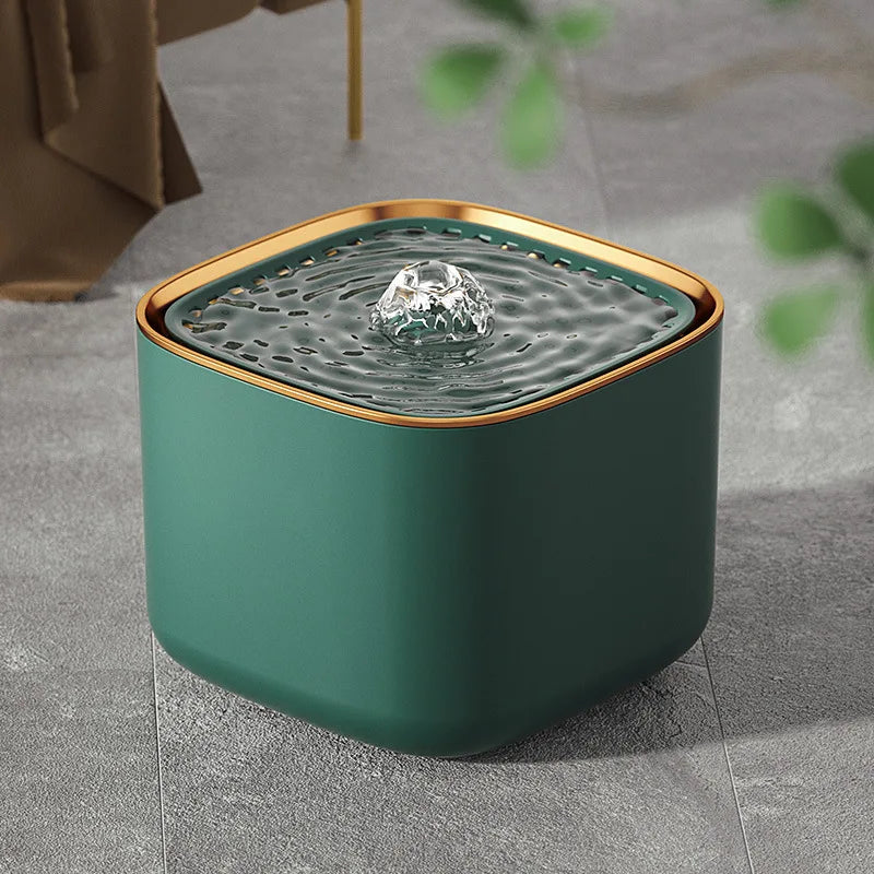 Green and gold pet water fountain