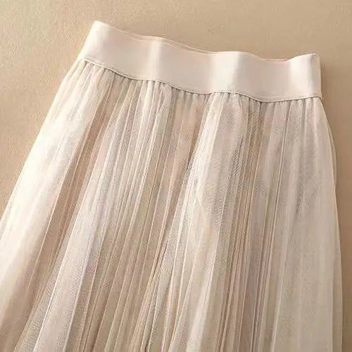Pleated Mesh Midi Skirt for Everyday Elegance