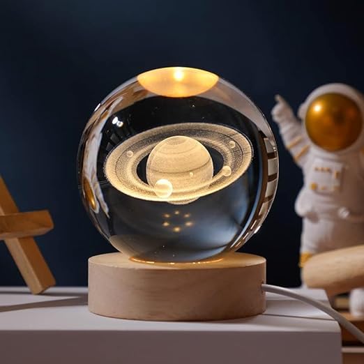 Solar System Crystal Ball Night Light for Bedside Ambient Decor