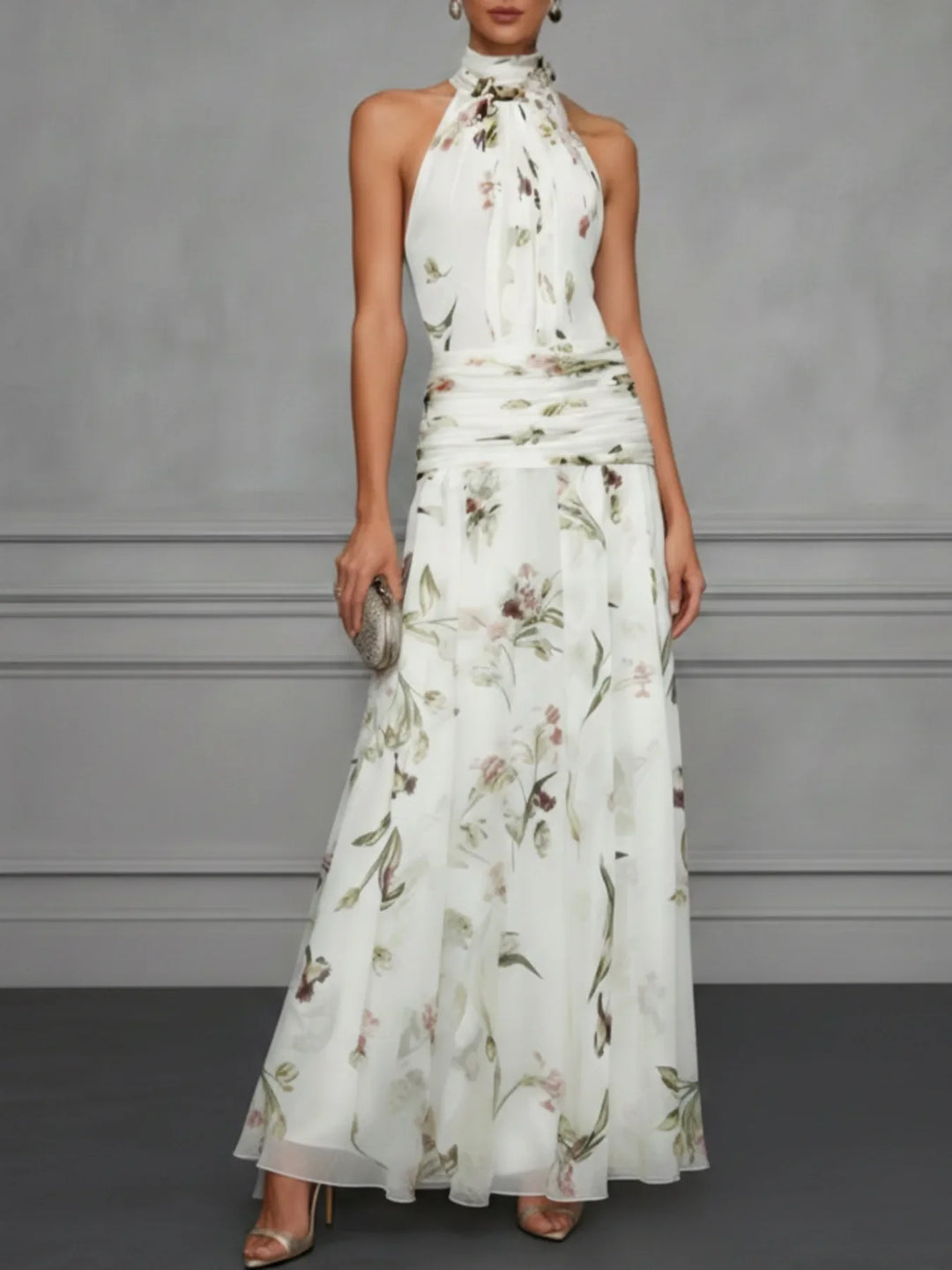 Floral Halter Maxi Dress for Beach Weddings