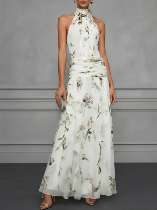 Floral Halter Maxi Dress for Beach Weddings