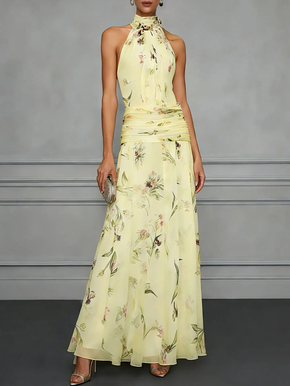 Floral Halter Maxi Dress for Beach Weddings
