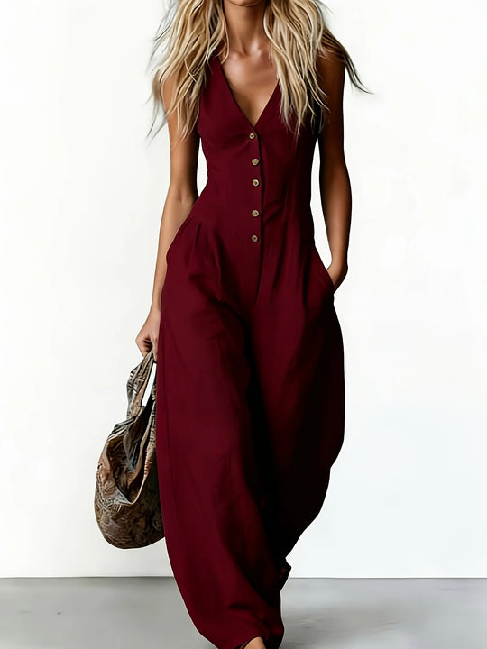 Breathable Wide Leg Sleeveless Jumpsuit for Warm Days